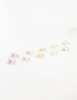 Kids Holographic Butterfly Silver Clip-On Earrings 5-Pack