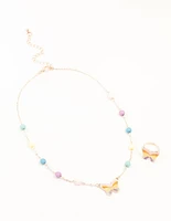 Kids Rainbow Gold Butterfly Necklace & Ring Pack