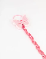 Kids Mixed Pink Braided Faux Hair Pearl Clip