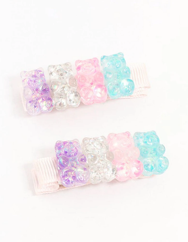 Kids Pastel Gummy Bear Hair Slides 2-Pack