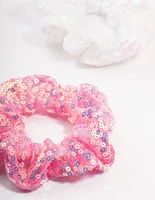 Kids Mixed Sequin Pink Scrunchies 3-Pack