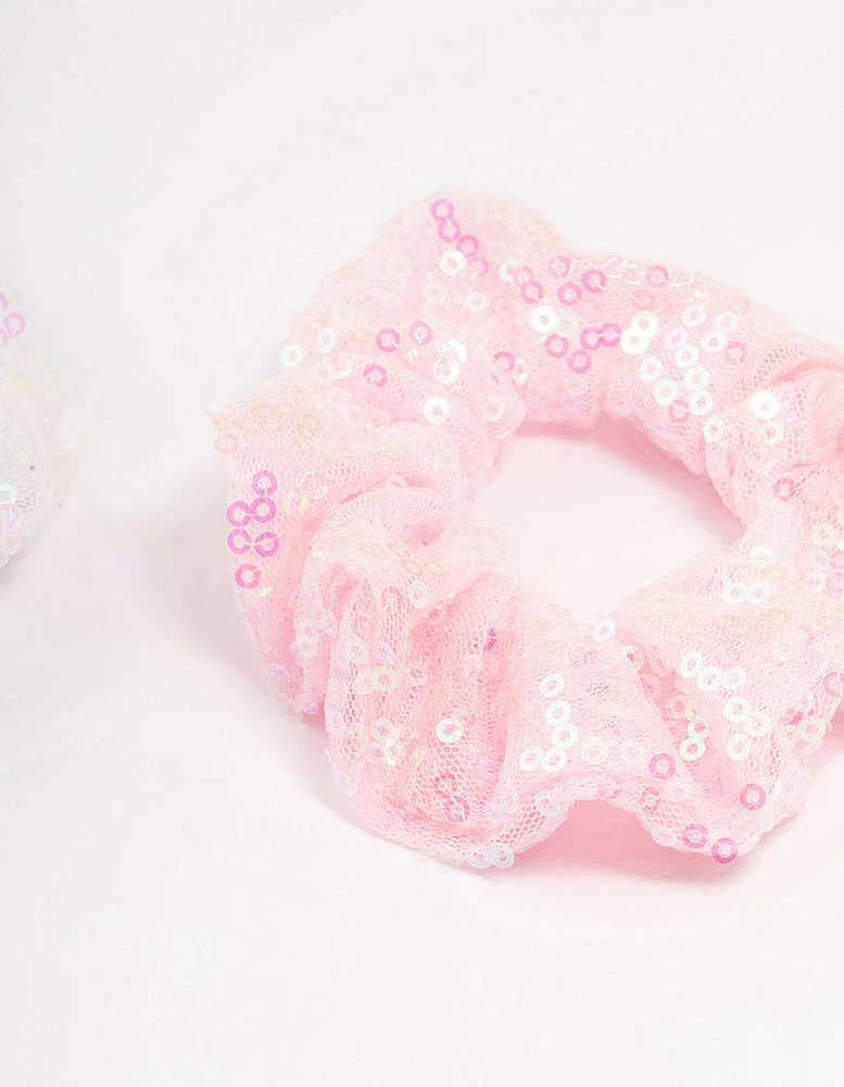 Kids Mixed Sequin Pink Scrunchies 3-Pack