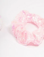 Kids Mixed Sequin Pink Scrunchies 3-Pack