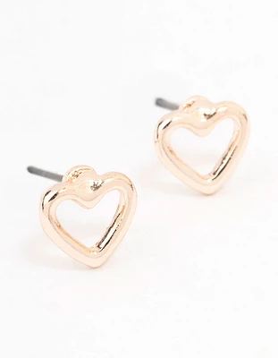 Rose Gold Cut Out Heart Stud Earrings