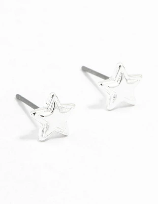 Silver Layered Star Stud Earrings