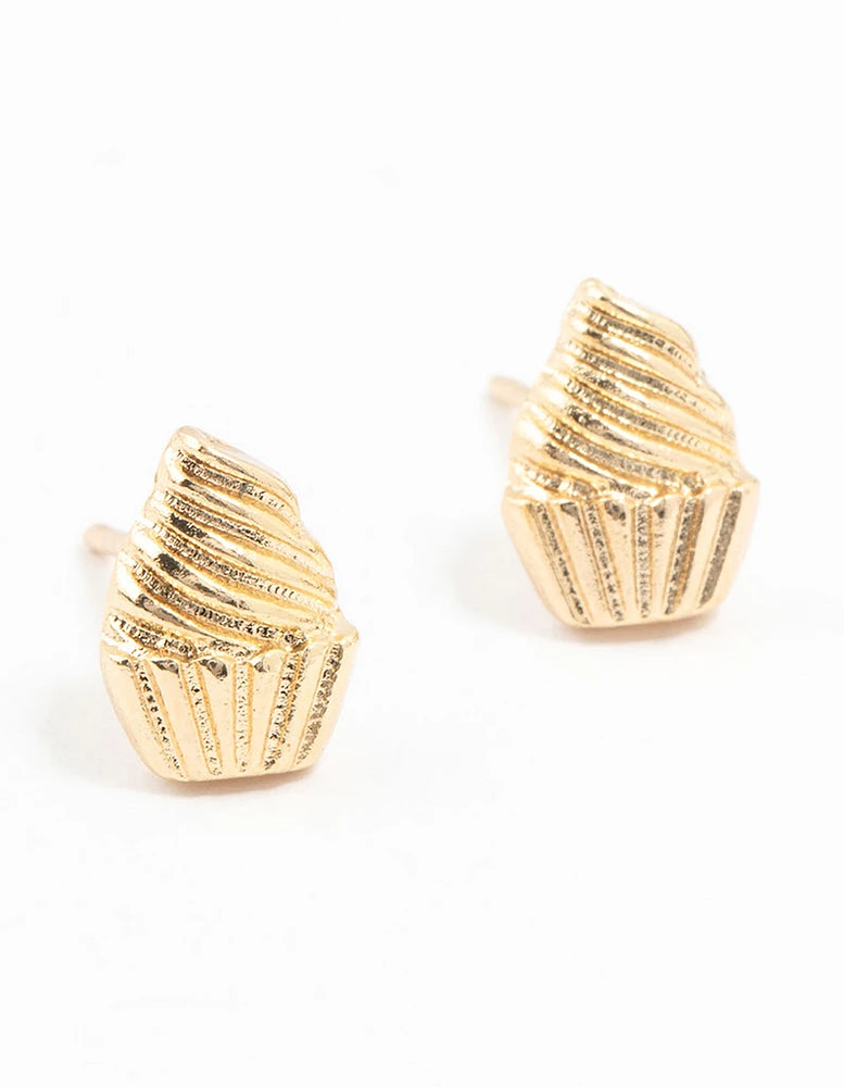 Gold Cupcake Stud Earrings