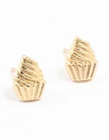 Gold Cupcake Stud Earrings