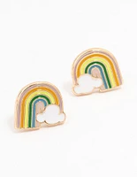 Gold Rainbow Cloud Stud Earrings