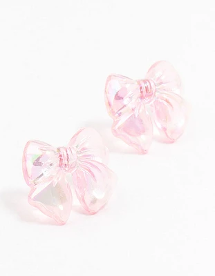 Plastic Holographic Puff Bow Stud Earrings