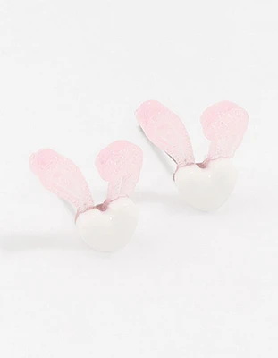 Plastic Heart Bunny Stud Earrings