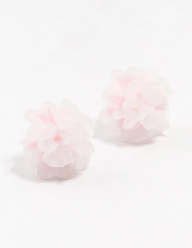 Plastic Dahlia Flower Stud Earrings