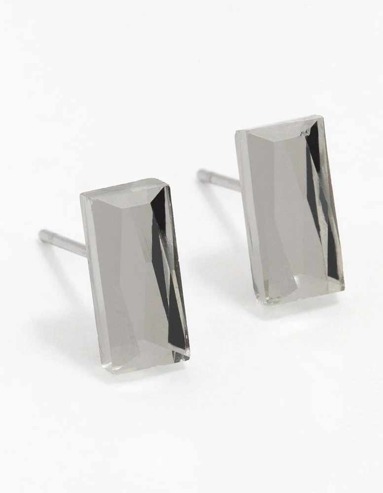 Acrylic Baguette Cut Stud Earrings