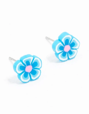 Plastic Fimo Flower Stud Earrings