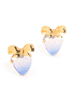 Plastic Bow Heart Stud Earrings