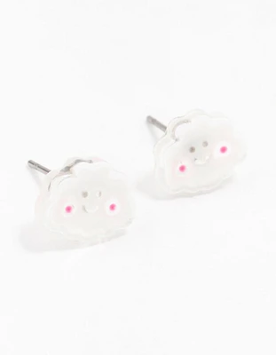 Plastic Smiley Cloud Stud Earrings