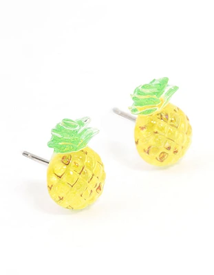 Plastic Pineapple Stud Earrings