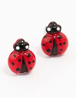 Plastic Ladybug Stud Earrings