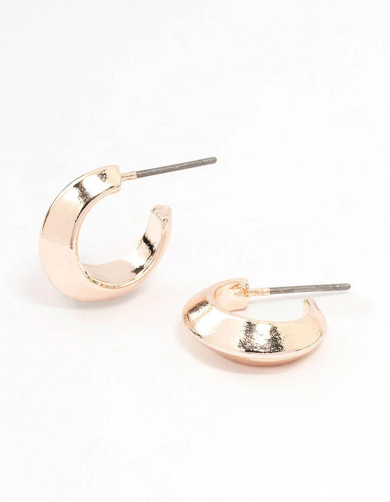 Rose Gold Pointed Huggie Earrings