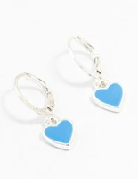 Silver Drop Heart Huggie Earrings