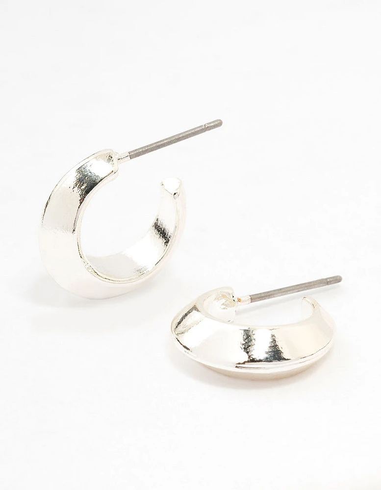 Silver Pointed Huggie Earrings