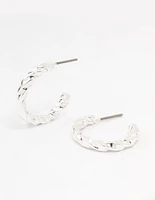 Silver Twisted Huggie Earrings