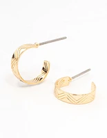 Gild Zig Zagged Etched Huggie Earrings