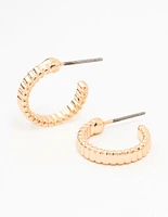 Gold Rippled Huggie Earrings