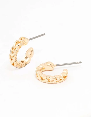 Gold Cut Out Heart Huggie Earrings