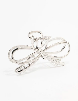 Silver Metal Large Bow Claw Clip