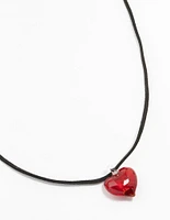 Mini Red Beaded Glass Heart Necklace