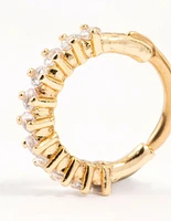 Gold Plated Surgical Steel Half Set Cubic Zirconia Clicker Ring