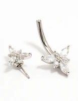 Titanium Double Pointy Flower Belly Bar