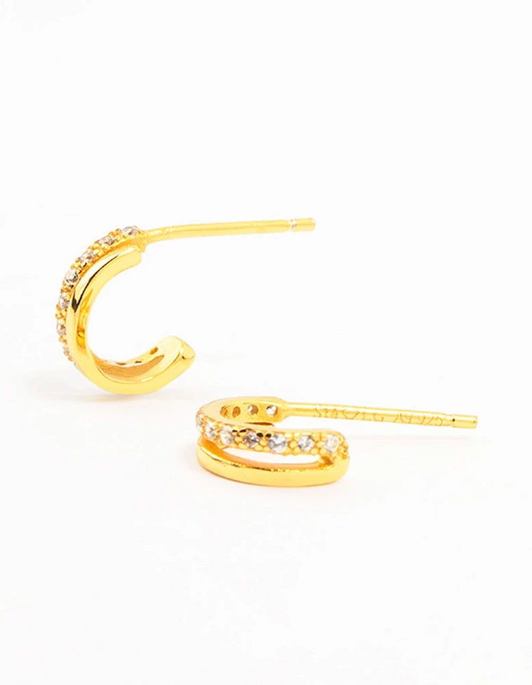 Gold Plated Sterling Silver Double Hoop Earrings