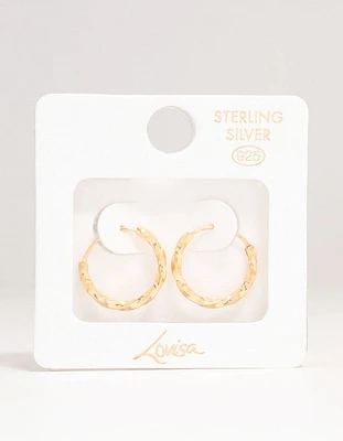 Gold Plated Sterling Silver Twisted Hoop Earrings 15MM