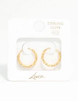 Gold Plated Sterling Silver Twisted Hoop Earrings 15MM