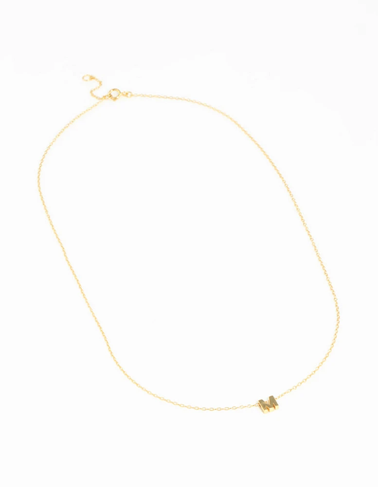 Gold Plated Sterling Silver Intial M Necklace