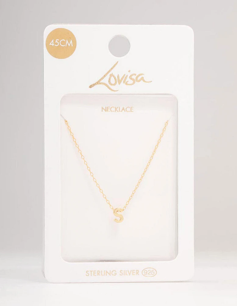 Gold Plated Sterling Silver Initial S Necklace