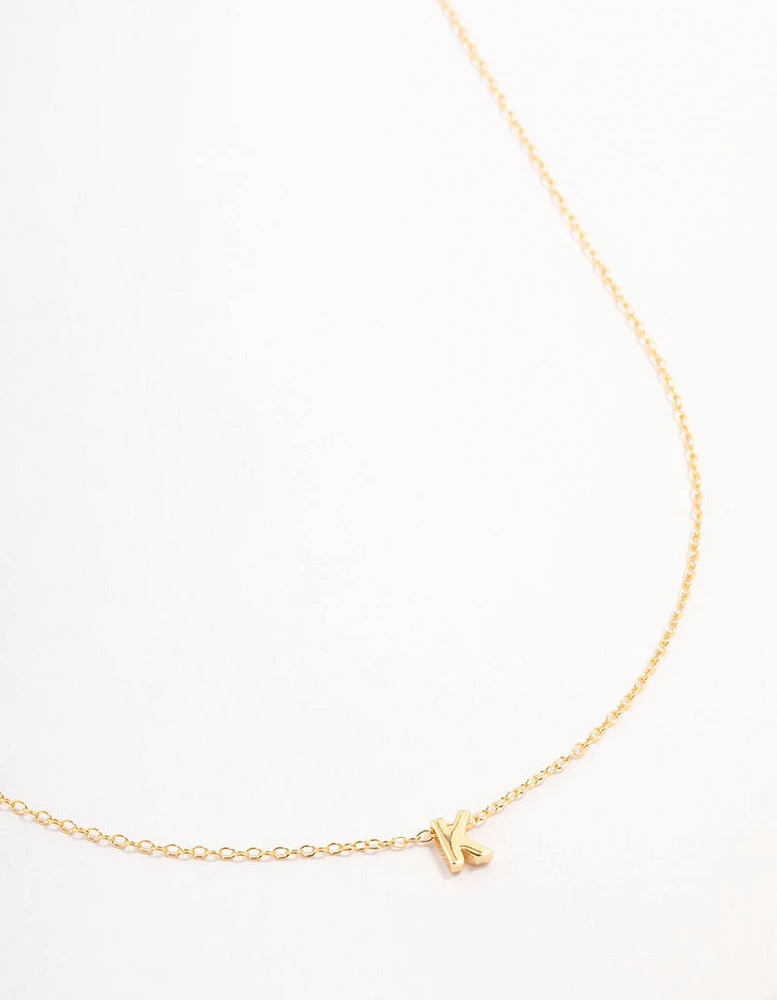 Gold Plated Sterling Silver Initial K Necklace