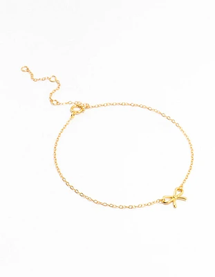 Gold Plated Sterling Silver Bow Chain Bracelet