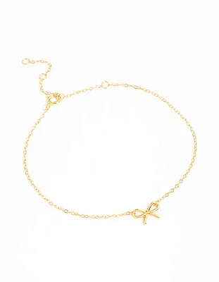 Gold Plated Sterling Silver Bow Chain Bracelet