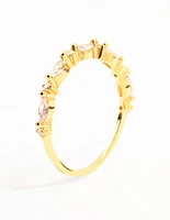 Gold Plated Sterling Silver Alternating Marquise Round Cubic Zirconia Ring