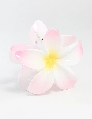 White  Frangipani Flower Claw Clip