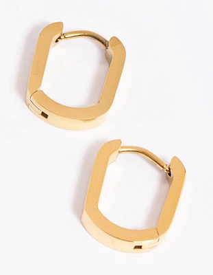 Gold Plated Surgical Steel Oval Huggie Hoop Earrings