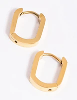 Gold Plated Surgical Steel Oval Huggie Hoop Earrings