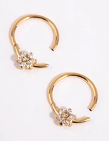 Gold Plated Surgical Steel Small Flower Hoop Earrings