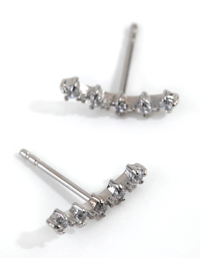 Surgical Steel Cubic Zirconia Crawler Stud Earrings