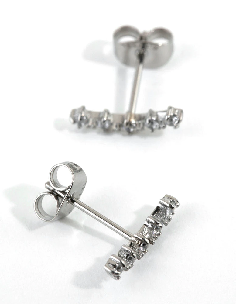 Surgical Steel Cubic Zirconia Crawler Stud Earrings