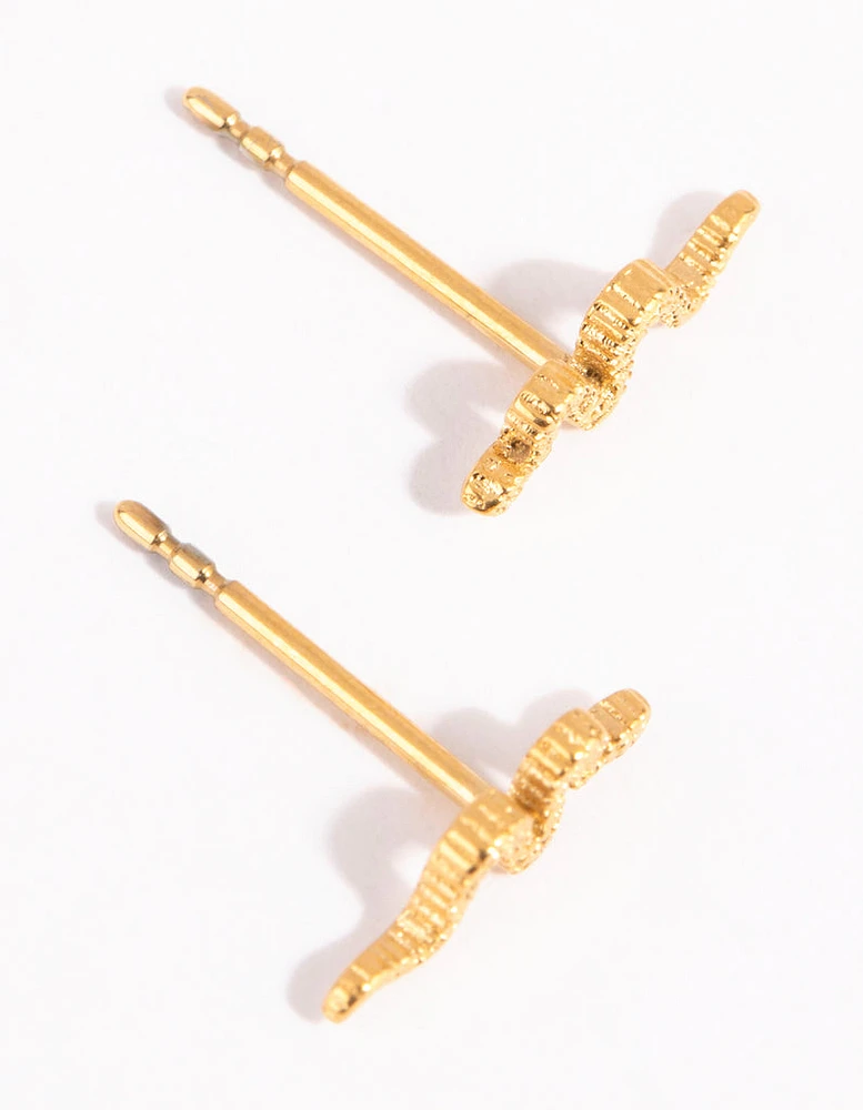 Gold Plated Surgical Steel Snake Stud Earrings