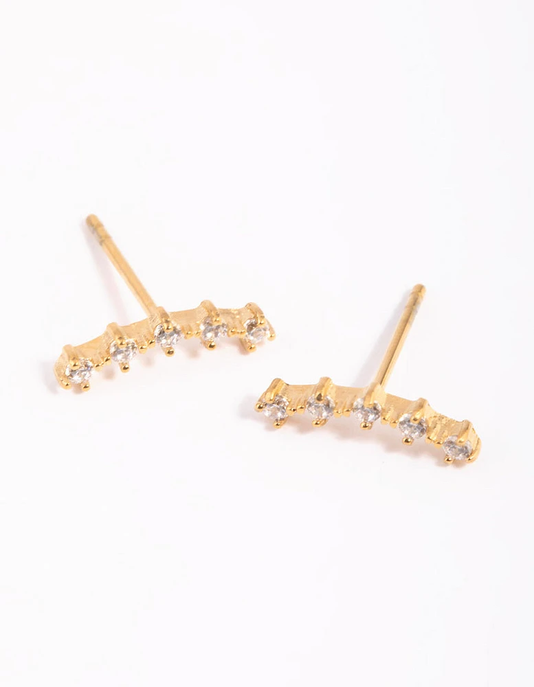 Gold Plated Surgical Steel Cubic Zirconia Crawler Stud Earrings