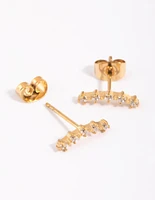 Gold Plated Surgical Steel Cubic Zirconia Crawler Stud Earrings